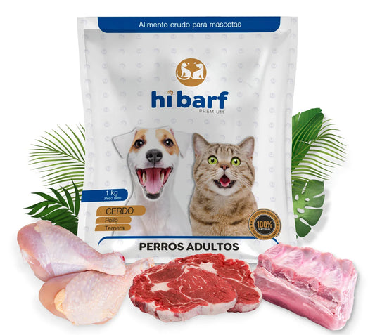 Dieta para perros adultos de pollo, ternera y cerdo
