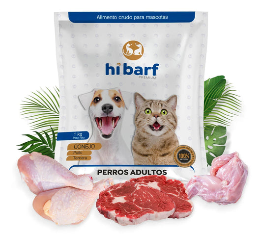 Dieta Barf para perros adultos Pollo, ternera y conejo
