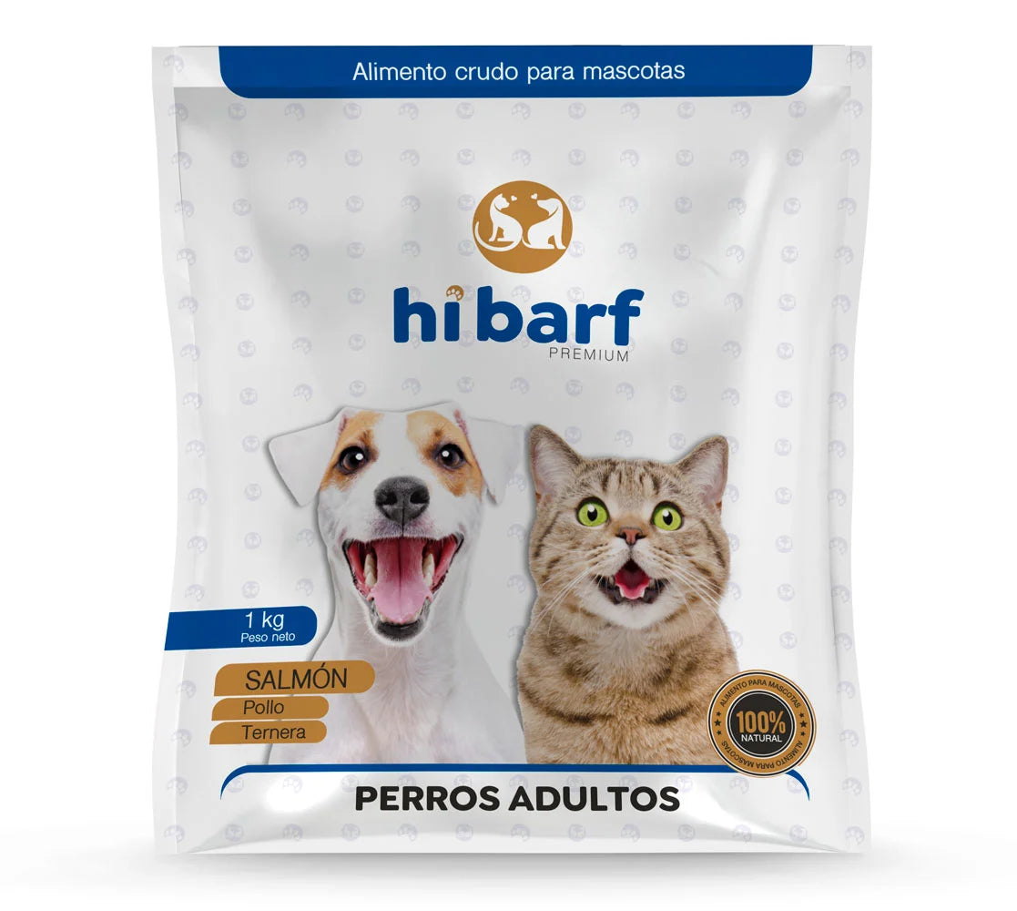 Dieta para perros adultos de pollo, ternera y salmón