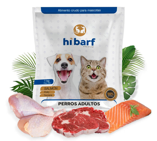 Dieta para perros adultos de pollo, ternera y salmón