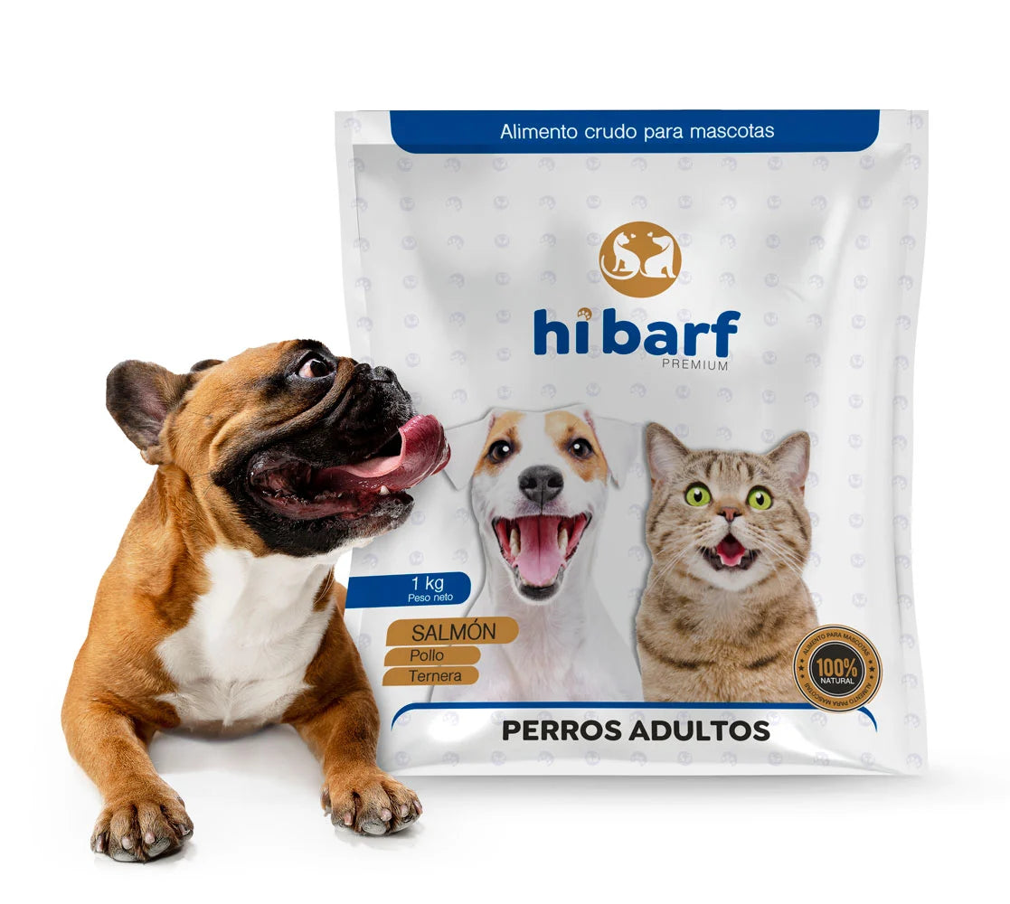 Dieta para perros adultos de pollo, ternera y salmón