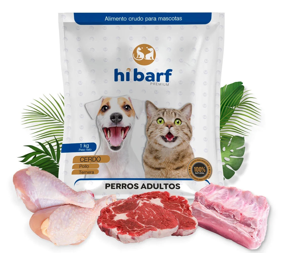 Dieta para perros adultos de pollo, ternera y cerdo